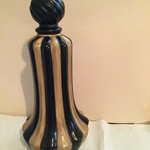Big 15 3/4" tall ceramic jar with lid brown and black decorative jar home decor - Picture 3 of 9